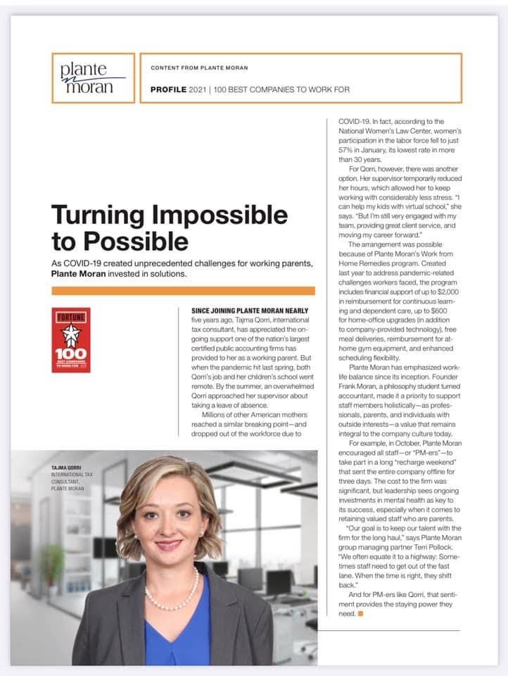 Tajma Qorri - Featured in Fortune's 100 Best Companies to Work For